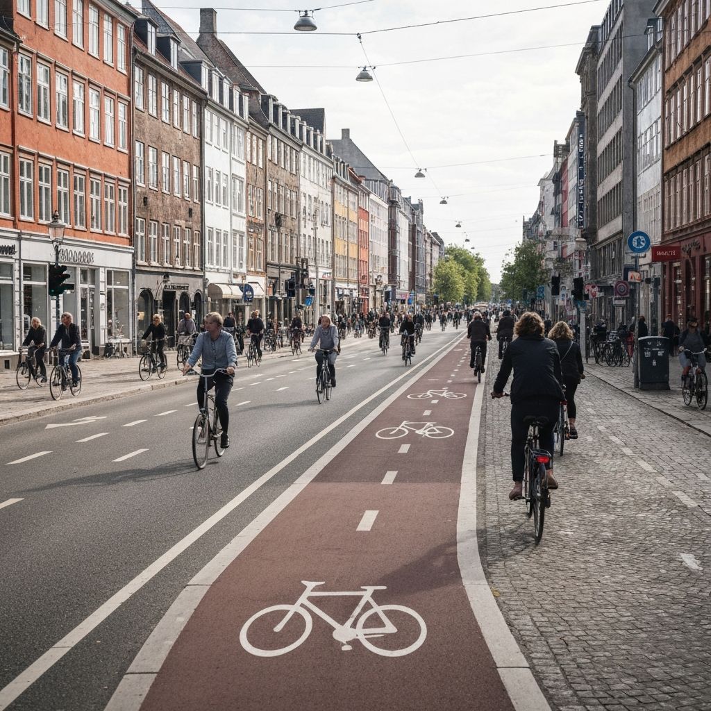 Copenhagen cycling infrastructure with segregated cycle lanes