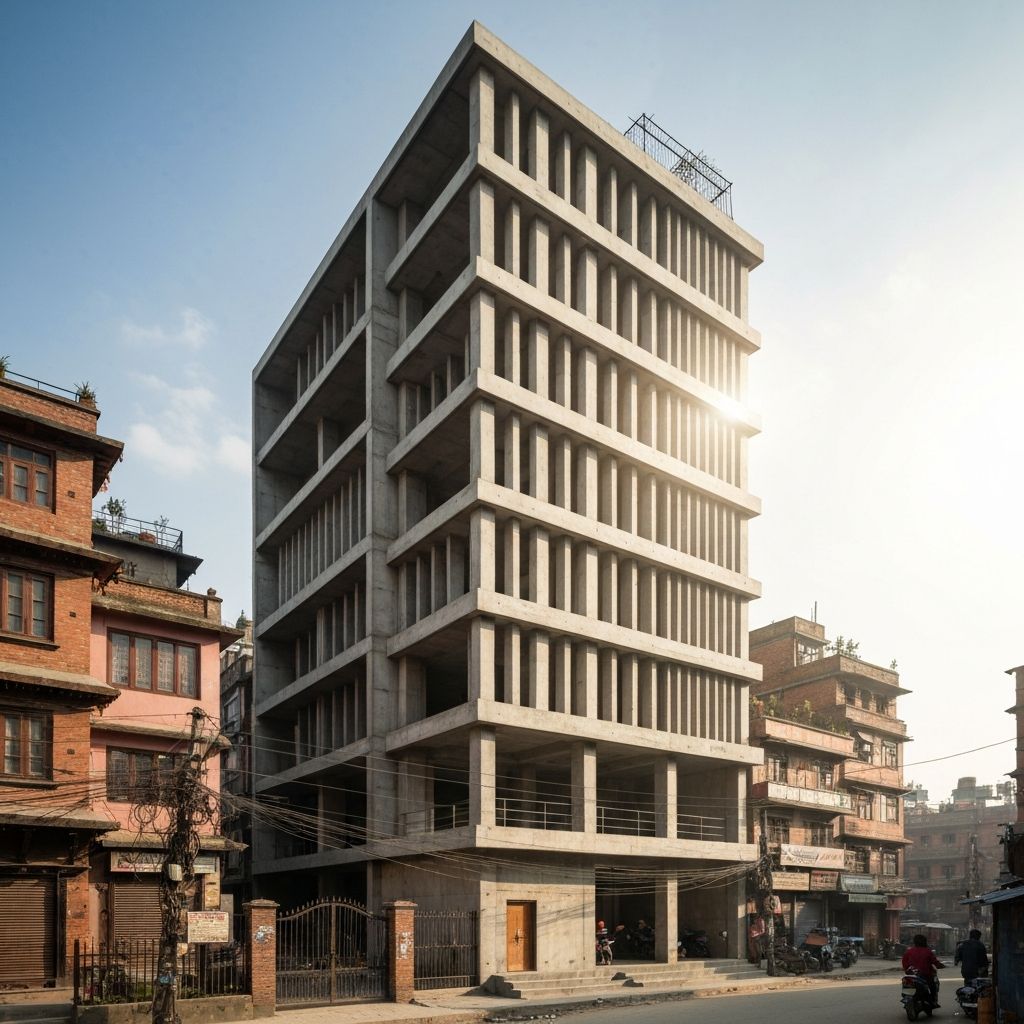 Modern reinforced concrete building that survived earthquake