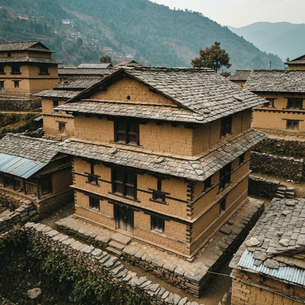 Traditional mud brick building typical in Nepal before earthquake