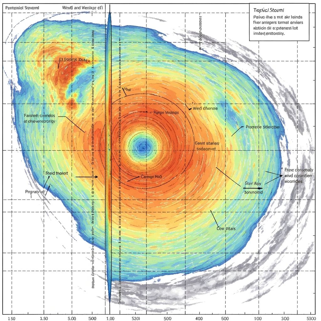 Cross-section through tropical storm