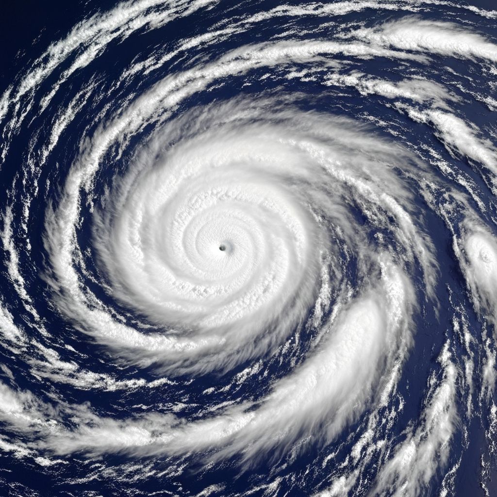 Satellite view of tropical storm