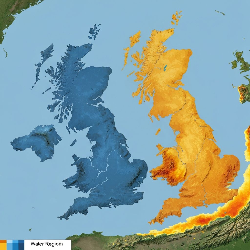 UK map showing water surplus and deficit regions