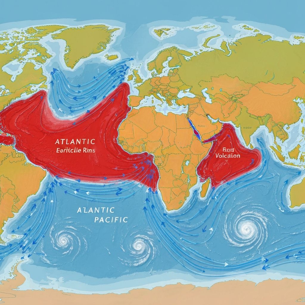 World map showing distribution of natural hazard zones